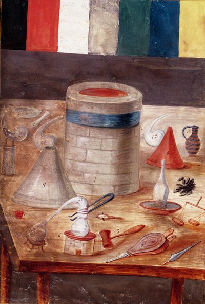 Ms Fr. 14765 f.1 Equipamiento de alquimista, supuestamente escrito e iluminado por Nicolas Flamel de Nicolas Flamel